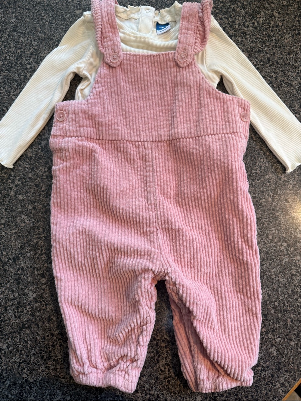 NWOT Old Navy Pink Corduroy Overalls with Cream Long-Sleeve Bodysuit